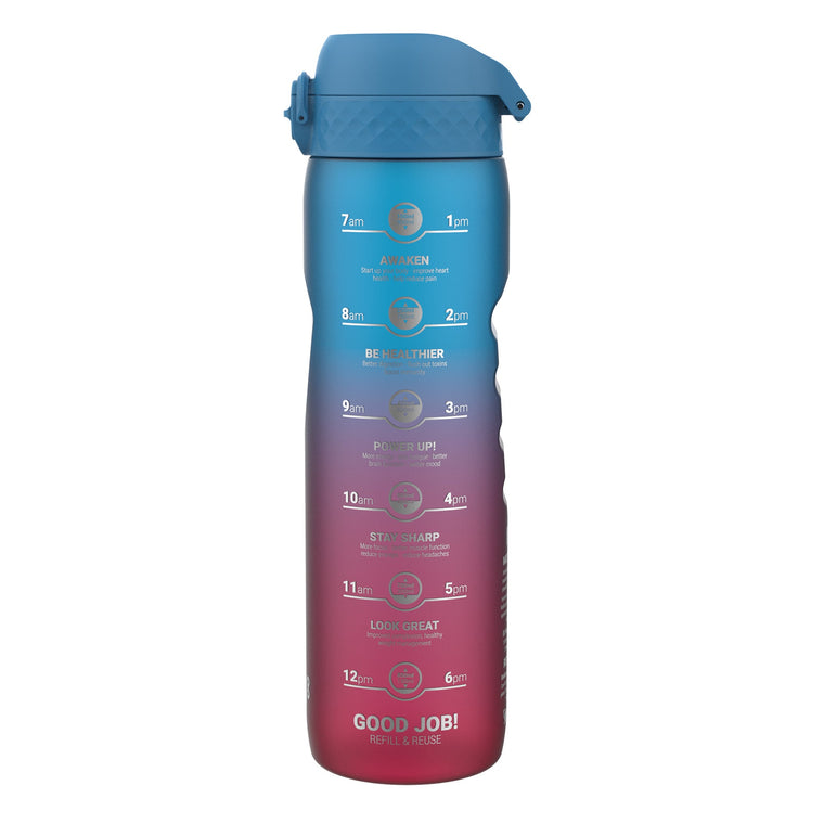 ION8 Recyclon Bottle with Time Markers - 1 litre - Printed designs