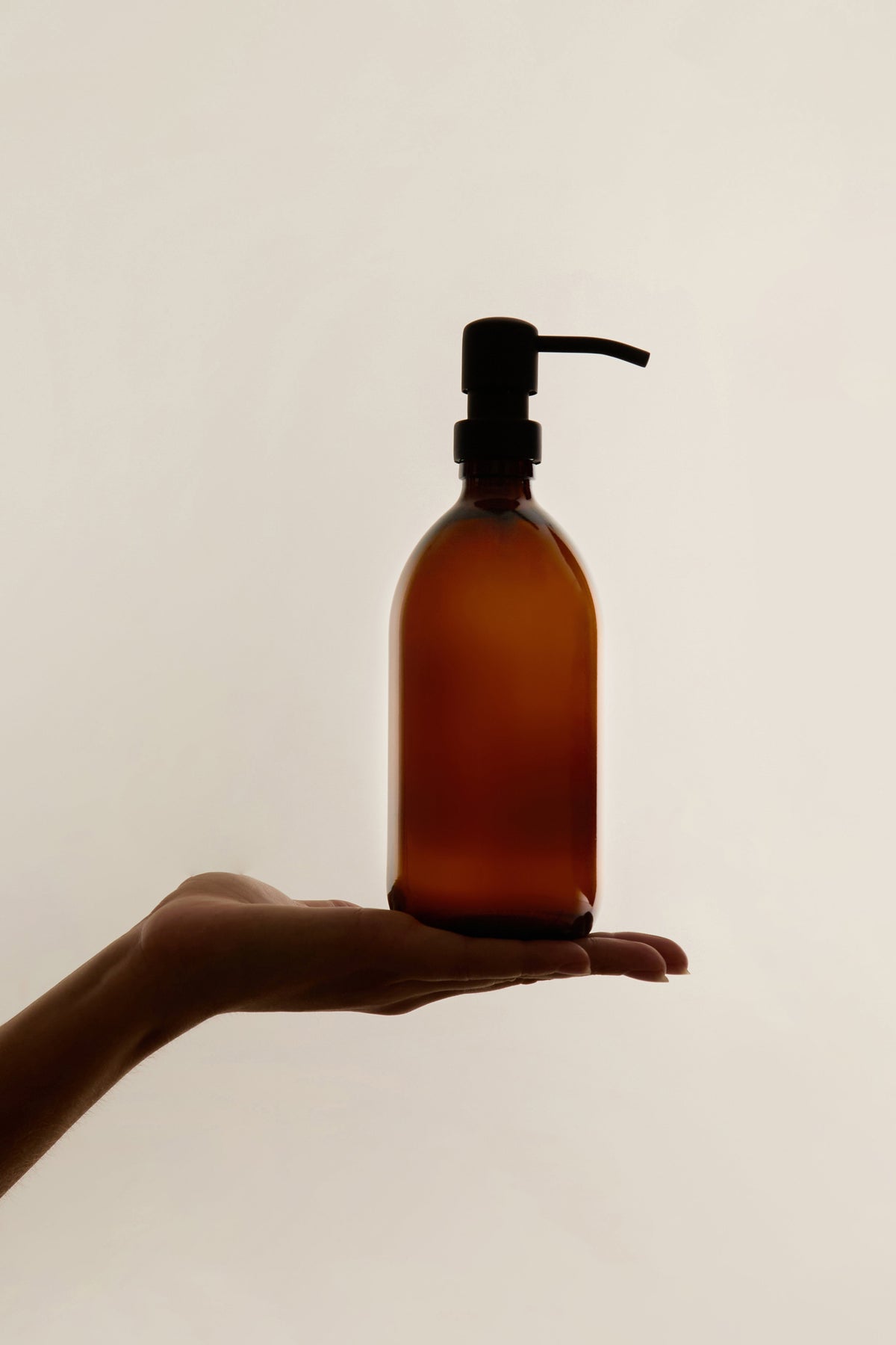 Amber Glass Dispenser Stainless Steel Pump